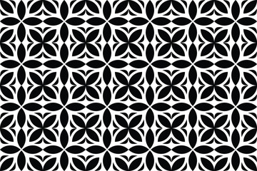 black and white floral geometric pattern