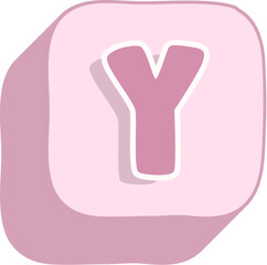 Letter Y Pink 3D Alphabet Icon for Kids Learning and Cute Educational Design