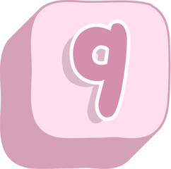 Letter q Pink 3D Alphabet Icon for Kids Learning and Cute Educational Design