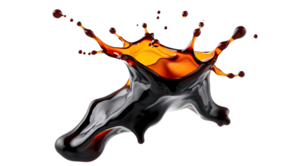 Soy sauce splash isolated on transparent background