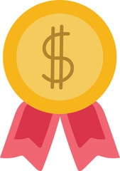 Coin with ribbon illustration