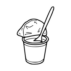 yogurt cup with spoon vector illustration