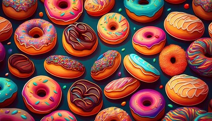 Fototapeta premium doughnut repetition food background