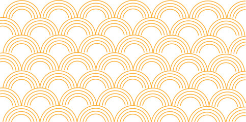 vector seamless scallop pattern in pastel orange isolated on white background.