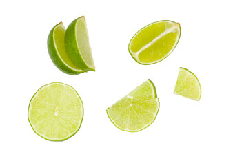 Lime slices isolated on a white background, contour