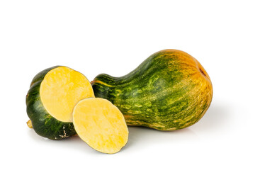 Pumpkin and slices isolated on white background, contour
