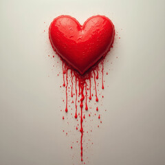 Red Heart at Top with Trail of Tiny Red Droplets Cascading Below