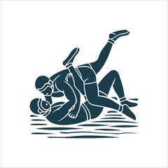 Leg Wrestling: Two Figures in Ground Match