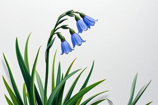 Elegant Blue Flowers Close up of Dichorisandra thyrsiflora Blooming White Background