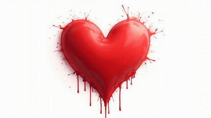 Red Heart with Subtle Paint Splatter Effects Radiating Outward — Artistic Vibrant Design