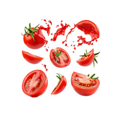Juicy Flying Tomatoes Splashing Red Sauce