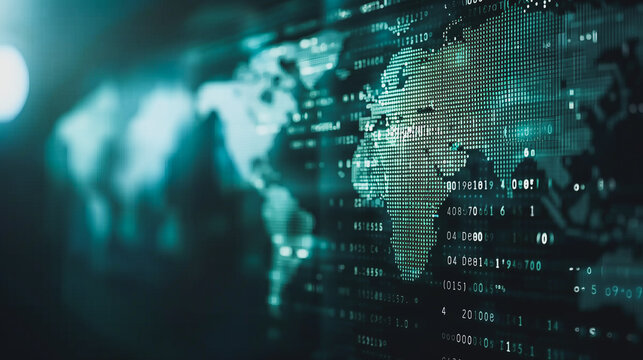 Digital World: A stunning, close-up view of a world map, seamlessly overlaid with data streams. The image portrays a sense of interconnectedness and the ever-evolving digital landscape. 