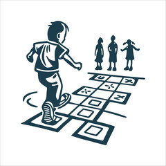 Hopscotch Fun: Thai Child's Playtime Game