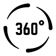 Rotating 360 degrees symbol conveys a full circle, representing a complete view and immersive virtual reality experience, showcasing panoramic vision and modern technology
