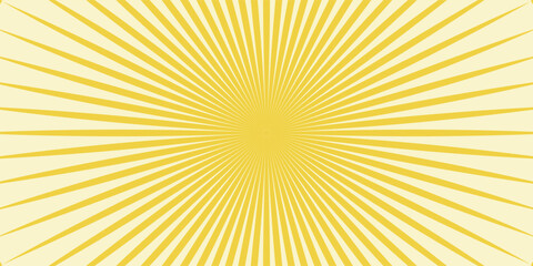 Sun rays Retro vintage style on yellow background,  Sunburst Pattern Background. Summer Banner Vector illustration