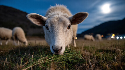 Obraz premium Eid al Adha Islamic with Goat, sheep Islamic Festival Art Arabic, Eid al Adha Mubarak Islamic festival social media banner and Eid Mubarak Post Template, isolated background 