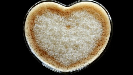 Heart-shaped latte art in glass