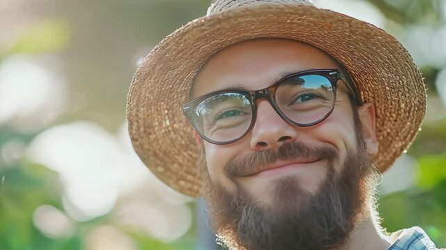 Smiling gardener giving thumbs up in sunlight
