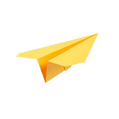 Yellow paper airplane on a transparent background for school concept  