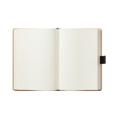 Open blank notebook ready for writing or sketching on a transparent background PNG