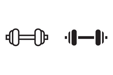 Barbell and dumbbell icon set. Silhouette of a barbell and dumbbells. Vector icon of a barbell.