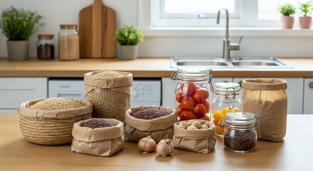 Whole Grains and Organic Products on Table

