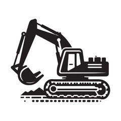 Naklejka premium black and white Machinery Excavator Icon Vector Illustrations