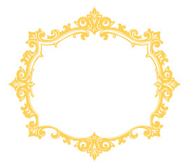 Golden Ornamental Border Frame for Fancy Invitations, Wedding Cards, or Luxury Stationery
