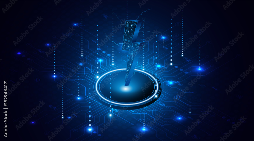 Poster abstract energy or lightning symbol. innovative concept of technology circuit boards related to elec