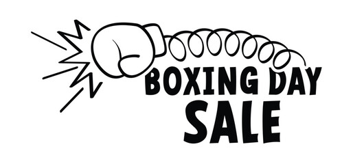 Boxing day sale. Boxing Day. Day after Christmas Day. December 26th, when gifts are given. Box gloves. Boxing gloves icon. Cartoon line hands. A pair of boxing gloves. Surprise idea.