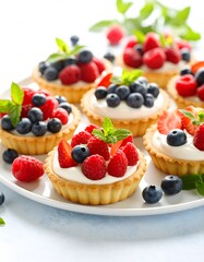 Berry tarts on a plate delicious summer dessert photography