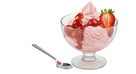 Isolated Strawberry Ice Cream Sundae