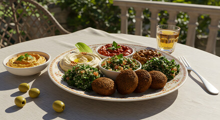 Mediterranean Mezze Platter on Outdoor Table