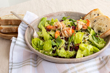shrimp with asparagus and parmesan on a plate