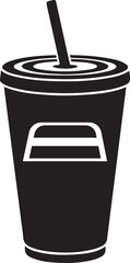 Takeaway cup silhouette, cold drink cup icon, juice container vector