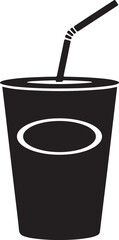 Takeaway cup silhouette, cold drink cup icon, juice container vector