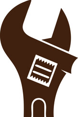 Adjustable wrench silhouette, spanner tool icon, mechanic wrench vector
