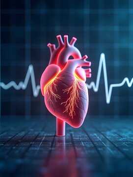 abstract image on the topic of heart health and cardiovascular system, cardiogram on the doctor's table