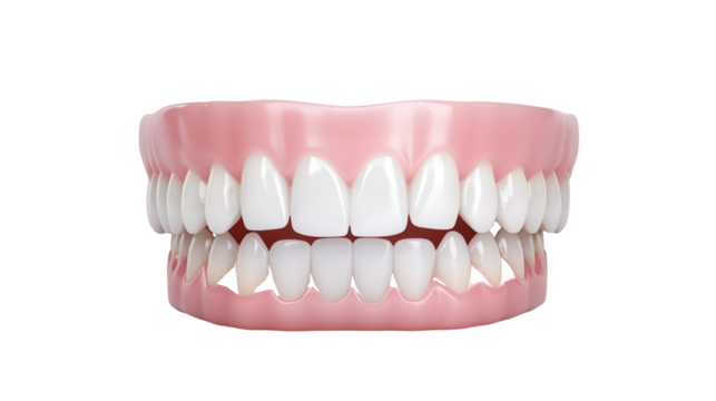 Human Teeth Model Displaying Healthy and Slightly Misaligned Bite - Powered by Adobe