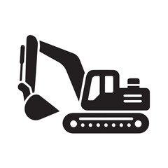 Obraz premium black and white Machinery Excavator Icon Vector Illustrations