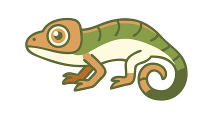 Cute and Expressive Chameleon Logo Icon with Coiled Tail, Rounded Eyes, and Smooth Curved Shape