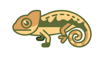 Cute and Expressive Chameleon Logo Icon with Coiled Tail, Rounded Eyes, and Smooth Curved Shape