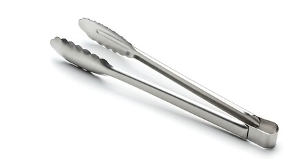 Fototapeta premium Stainless Steel Kitchen Tongs Isolated on White