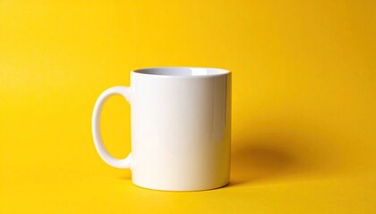 White cup on a yellow background