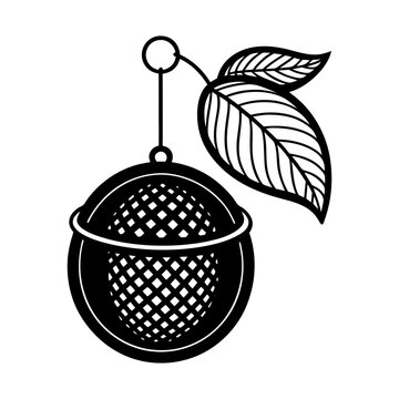 black tea infuser with leaf clip art preview