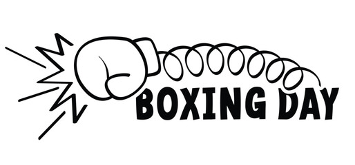 Boxing day sale. Boxing Day. Day after Christmas Day. December 26th, when gifts are given. Box gloves. Boxing gloves icon. Cartoon line hands. A pair of boxing gloves. Surprise idea.