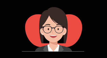 Businesswoman smiling with glasses in a graphic style background