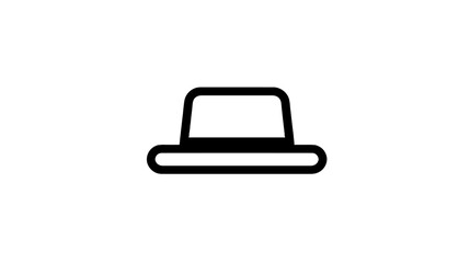 Simple line drawing of a flat-brimmed hat on a white background  