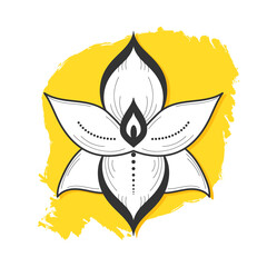 Hand drawn lotus water lily flower. Vector illustration