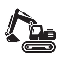 black and white Machinery Excavator Icon Vector Illustrations